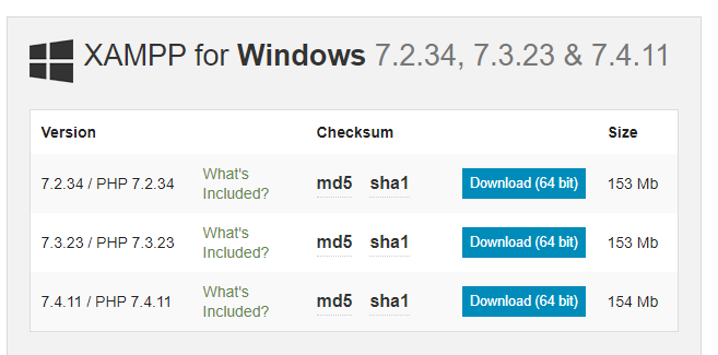 Xampp download for windows